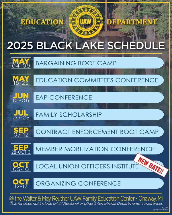 2025 UAW Education Conference Schedule - Black Lake Updated